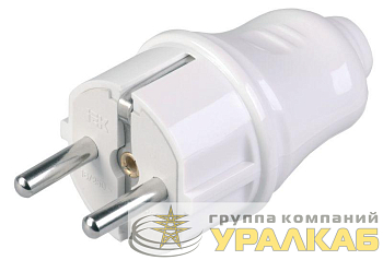 Вилка прямая ВПп10-01-Ст разборная с заземл. контактом 16А бел. IEK 
