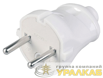 Вилка прямая ВПп20-01-Ст разборная без заземл. контакта 6А бел. IEK 