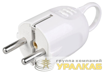 Вилка угловая ВПу12-01-Ст разборная с заземл. с кольцом 16А бел. IEK 