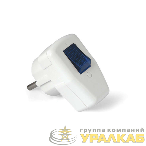 Вилка электрическая 16А 250В с выкл. с заземл. бел. UNIVersal 