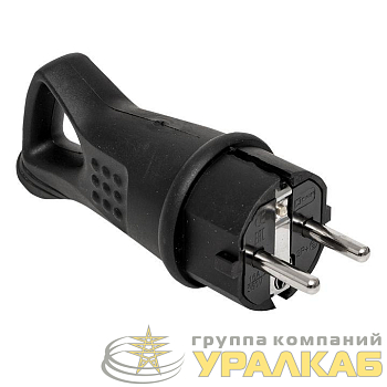 Вилка угловая 16А 2P+PE 230В IP44 с кольцом каучук Basic EKF 