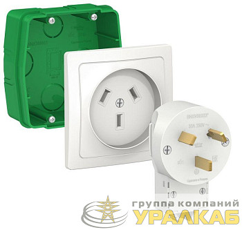 Комплект силовой СП Blanca 32А 250В (монтажная коробка + розетка + вилка) бел. SE 