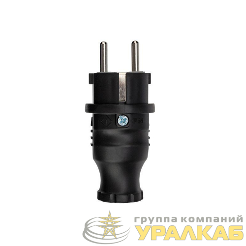 Вилка прямая влагозащ. с/з 16А IP44 каучук Rexant 