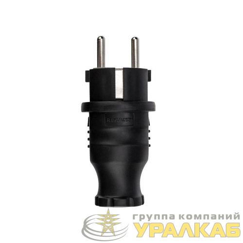 Вилка прямая влагозащ. с/з 16А IP44 каучук Rexant 