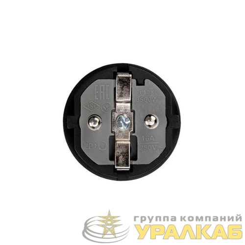 Вилка прямая влагозащ. с/з 16А IP44 каучук Rexant 