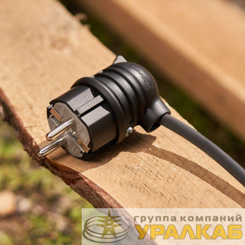 Вилка угловая влагозащ. с/з 16А IP44 каучук Rexant 