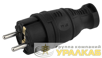 Вилка каучуковая с заземл. прям. 16А IP44 черн. Эра 