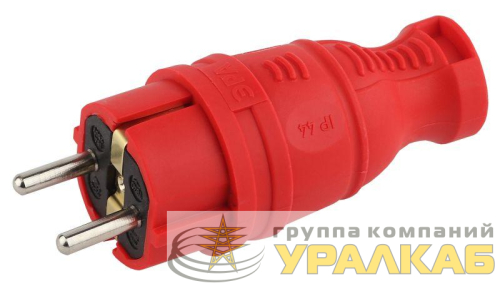 Вилка прямая V8-RED-IP44 16А IP44 з/з каучук красн. Эра 