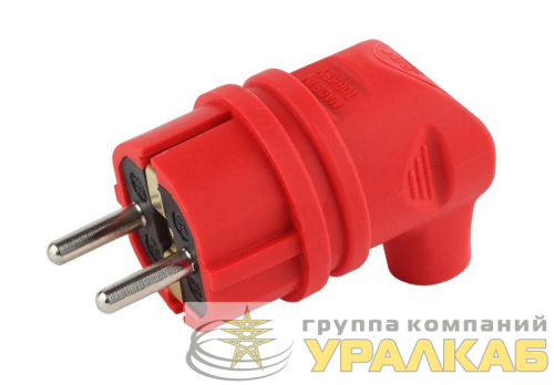 Вилка 90град. V9-RED-IP44 16А IP44 с заземл. каучук красн. Эра 