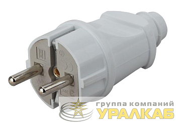 Вилка с заземл. прямая 16А бел. Vx2-W ЭРА 