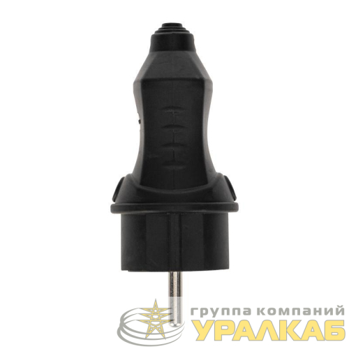 Вилка прямая влагозащ. 16А IP44 230В 2P+PE каучук черн. PROCONNECT 
