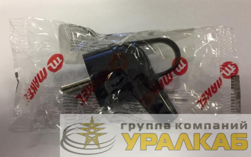 Вилка электрическая с заземл. 16А 220В черн. с кольцом Makel 