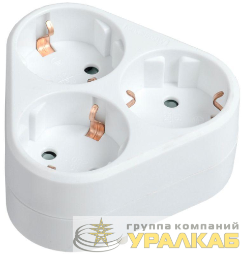 Разветвитель 3-м 16А IP20 Т-01/03 2P+PE треугольн. бел. IEK 
