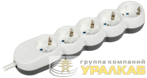 Удлинитель 5х1.5м с заземл. 16А IP20 Uno У05 2P+PE 250В 3х1.5 IEK 