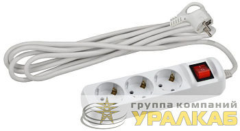 Удлинитель 3х5м с заземл. 10А IP20 UX-3es-5m ПВС 3х0.75 с выкл. Эра 