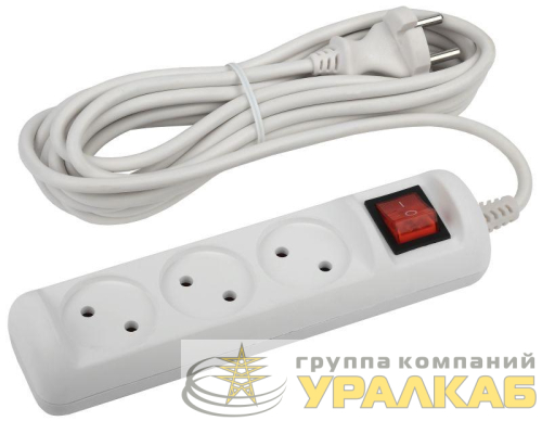 Удлинитель 3х5м без заземл. 10А IP20 U-3s-5m-2х1 ПВС 2х1 с выкл. Эра 