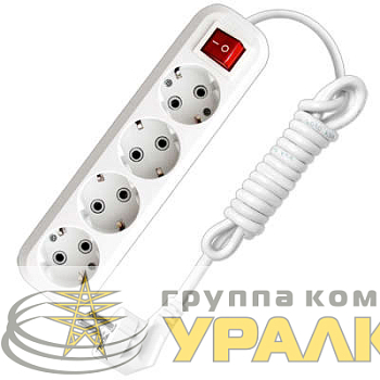 Удлинитель 4х2м с заземл. 16А IP20 S-304 ПВС 3х1 с выкл. UNIVersal 