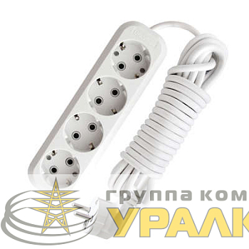 Удлинитель 4х5м с заземл. 13А IP20 Е-304 ПВС 3х1 АБС-пластик UNIVersal 