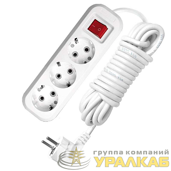Удлинитель 3х5м с заземл. 13А IP20 S-303 ПВС 3х1 с выкл. UNIVersal 