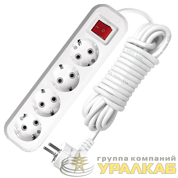 Удлинитель 4х3м с заземл. 13А IP20 S-304 ПВС 3х1 с выкл. UNIVersal 