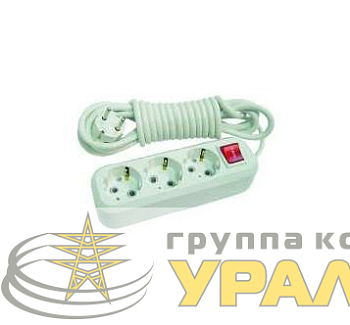 Удлинитель 3х5м с заземл. 16А IP20 с выкл. пластик. Makel 