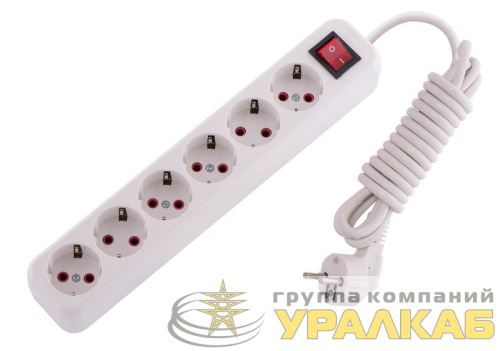 Удлинитель 6х3м с заземл. 16А IP20 Lila с выкл. LEZARD 