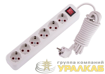 Удлинитель 6х5м с заземл. 16А IP20 Lila с выкл. LEZARD 