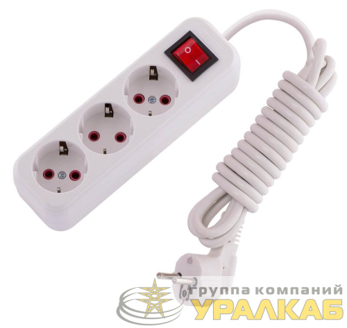 Удлинитель 3х3м с заземл. 16А IP20 Lila с выкл. LEZARD 
