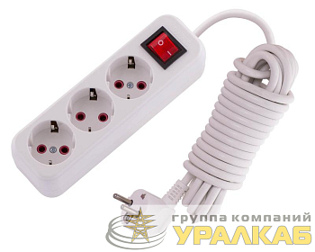 Удлинитель 3х5м с заземл. 16А IP20 Lila с выкл. LEZARD 