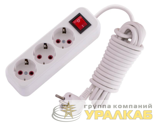 Удлинитель 3х5м с заземл. 16А IP20 Lila с выкл. LEZARD 