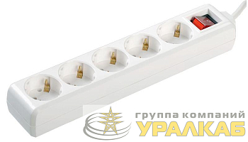 Удлинитель 5х5м с заземл. 16А IP20 У05К 2P+PE 250В 3х1 с выкл. IEK 