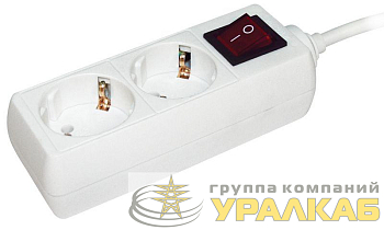 Удлинитель 2х3м с заземл. 16А IP20 У02К 2P+PE 250В 3х1 с выкл. IEK 
