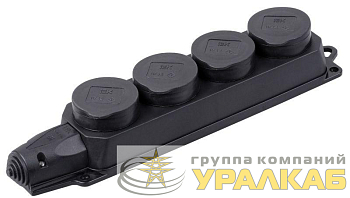 Колодка удлинителя 4-м IP44 Омега РБ34-1-0м с защ. крышкой каучук IEK 