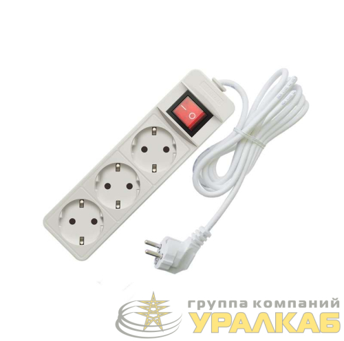 Удлинитель 3х3м с заземл. 10А IP20 2.2кВт ПВС с выкл. Союз 