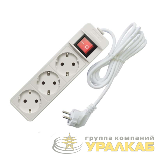 Удлинитель 3х5м с заземл. 16А IP20 3.5кВт ПВС с выкл. Союз 