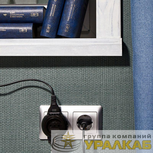 Разветвитель 3-м 6А IP20 Шар 220В черн. Rexant 