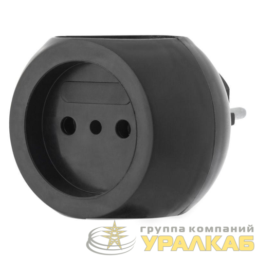 Разветвитель 3-м 6А IP20 Шар 220В черн. Rexant 