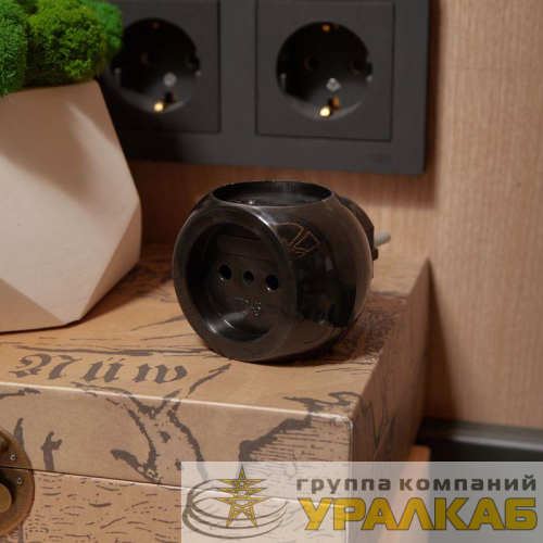 Разветвитель 3-м 6А IP20 Шар 220В черн. Rexant 