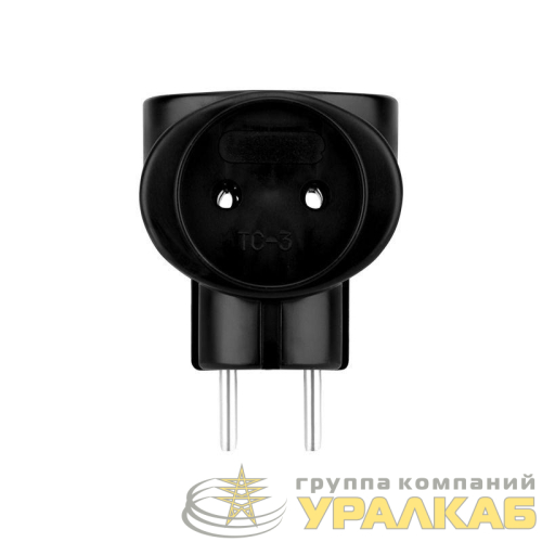 Разветвитель 3-м 6А IP20 220В биметал. черн. Rexant 