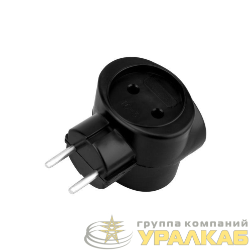 Разветвитель 3-м 6А IP20 220В биметал. черн. Rexant 