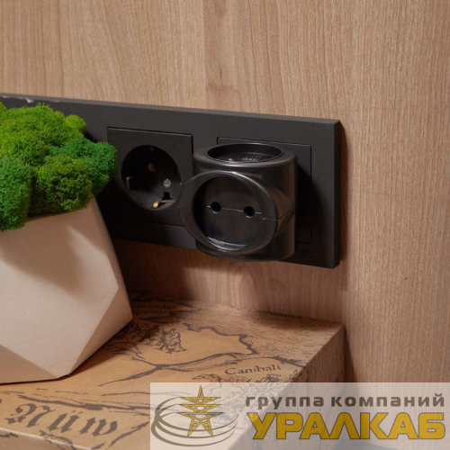Разветвитель 3-м 6А IP20 220В биметал. черн. Rexant 
