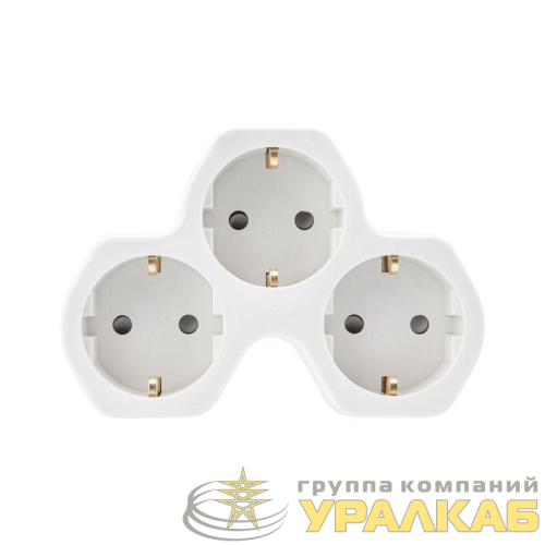 Разветвитель 3-м с заземл. 16А IP20 защ. шторки бел. Rexant 