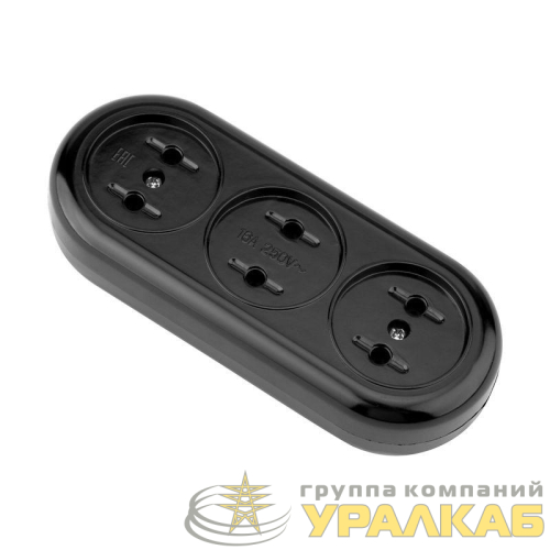 Колодка удлинителя 3-м без заземл. 16А карболит черн. Rexant 