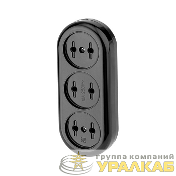 Колодка удлинителя 3-м без заземл. 16А карболит черн. Rexant 