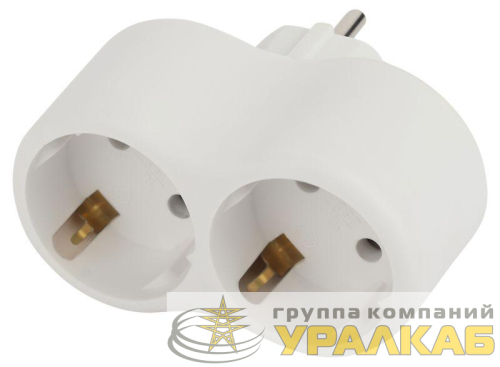 Разветвитель 2-м с заземл. 16А IP20 SPx-2e-W бел. Эра 