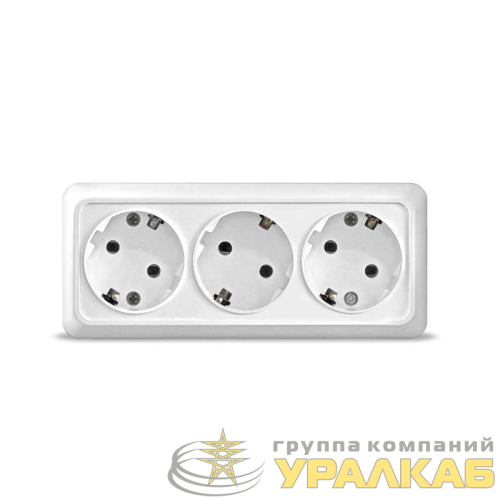 Розетка 3-м ОП Олимп с заземл. бел. UNIVersal 