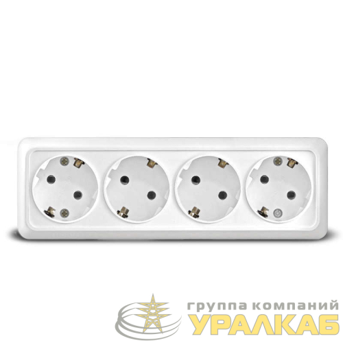 Розетка 4-м ОП Олимп с заземл. бел. UNIVersal 