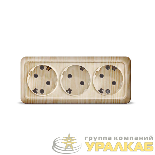 Розетка 3-м ОП Олимп с заземл. сосна UNIVersal 