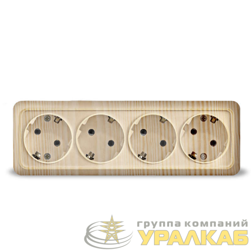 Розетка 4-м ОП Олимп с заземл. сосна UNIVersal 