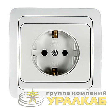 Розетка 1-м CLASSICO с заземл. 2028 бел. ASD / IN HOME 